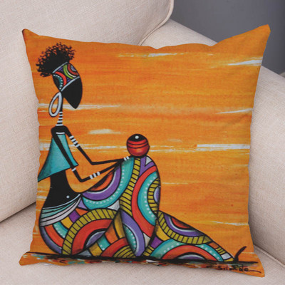 Abstraktus paveikslas Afrikos gyvenantis pagalvės užvalkalas Afrikos moteris namų dekoras Pagalvės užvalkalų galerija Egzotiškas pagalvėlės užvalkalas