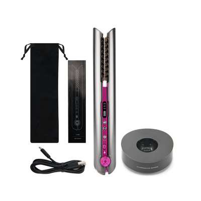 Mini 2 ÎN 1 RollerFlat Iron USB 4800mah Placă de îndreptat păr fără fir cu bază de încărcare Ondulator portabil fără fir Utilizări uscate și umede