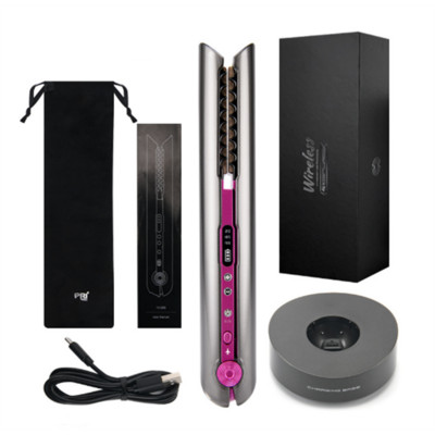 Mini 2 ÎN 1 RollerFlat Iron USB 4800mah Placă de îndreptat păr fără fir cu bază de încărcare Ondulator portabil fără fir Utilizări uscate și umede
