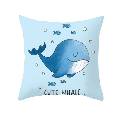 Față de pernă cu imprimare cu desene animate unicorn câine husă de pernă pentru canapea cu imprimeu unic husă de pernă decorativă cu balenă drăguță pentru dormitorul copiilor