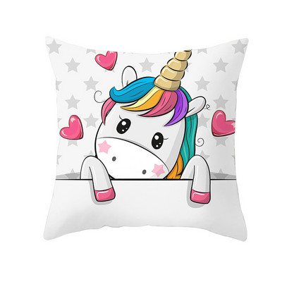 Față de pernă cu imprimare cu desene animate unicorn câine husă de pernă pentru canapea cu imprimeu unic husă de pernă decorativă cu balenă drăguță pentru dormitorul copiilor