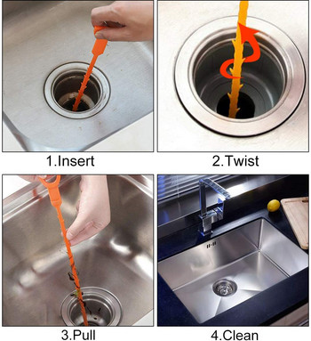 3 бр. Drain Snake Hair Drain Clog Remover Инструмент за почистване на дренажни канали Drain Hair Catcher за канализация Тоалетна Кухненска мивка Вана за баня
