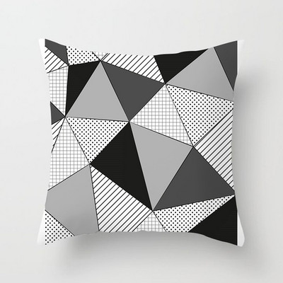 YWZN fekete-fehér geometrikus dekoratív párnahuzatok poliészter párnahuzat csíkos geometrikus párnahuzat kussensloop