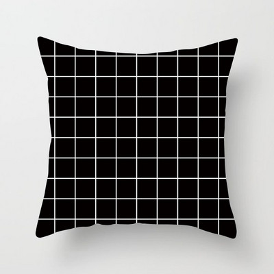 YWZN fekete-fehér geometrikus dekoratív párnahuzatok poliészter párnahuzat csíkos geometrikus párnahuzat kussensloop
