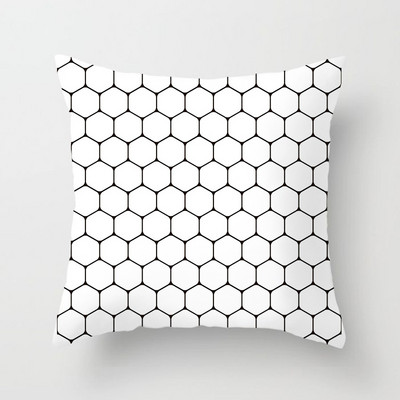 YWZN fekete-fehér geometrikus dekoratív párnahuzatok poliészter párnahuzat csíkos geometrikus párnahuzat kussensloop