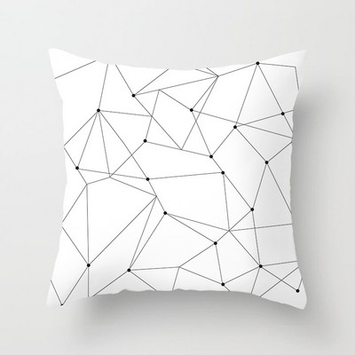 YWZN fekete-fehér geometrikus dekoratív párnahuzatok poliészter párnahuzat csíkos geometrikus párnahuzat kussensloop