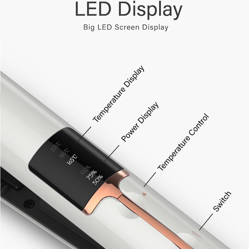 Bežična mini putna pegla za kosu s titan ionskim pločama, keramička turmalinska ionska pegla za žene, muškarce, djecu, crna