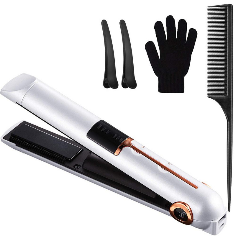 Bežična mini putna pegla za kosu s titan ionskim pločama, keramička turmalinska ionska pegla za žene, muškarce, djecu, crna