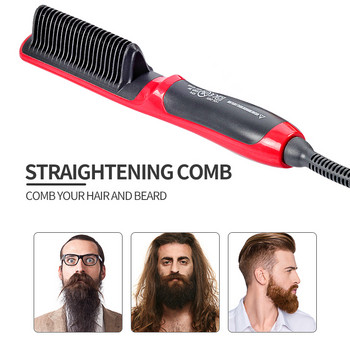 Електрически 2 в 1 Мъжки гребен за брада Преса за коса Керамична четка за изправяне на коса Маша за изправяне Quick Hair Styler