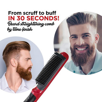 Електрически 2 в 1 Мъжки гребен за брада Преса за коса Керамична четка за изправяне на коса Маша за изправяне Quick Hair Styler