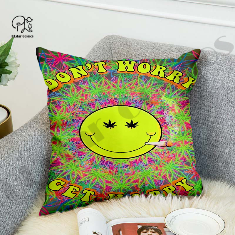 Hippie Weed Funny Най-новото легло Калъфка за възглавница Полиестерни декоративни калъфки за възглавница Хвърли диван Калъфка за възглавница стил-7