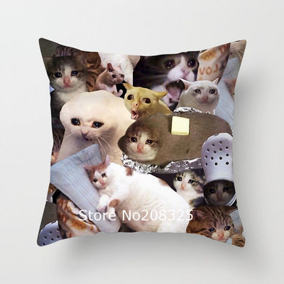 ZENGIA Crying Cat mémek párnahuzat párnahuzat 45x45cm It Cat dobópárnahuzat dekoratív párnahuzat