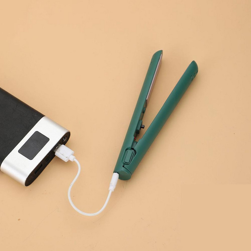 1db Hordozható vezeték nélküli mini göndörítő kiegyenesítő lapos formázó hajvasaló hajcsavaró vas fodrász USB újratölthető U5T9