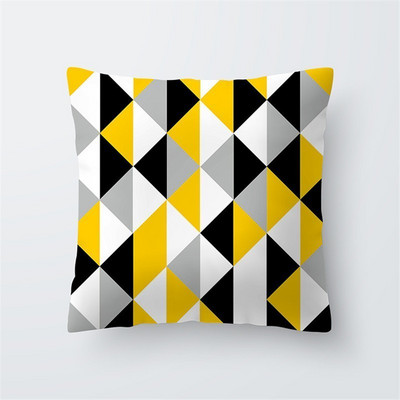 Sárga fekete geometrikus mintás négyzet párnahuzat párnahuzat poliészter díszpárnák párnák lakberendezéshez 45x45cm