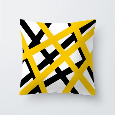 Sárga fekete geometrikus mintás négyzet párnahuzat párnahuzat poliészter díszpárnák párnák lakberendezéshez 45x45cm