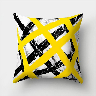 Sárga fekete geometrikus mintás négyzet párnahuzat párnahuzat poliészter díszpárnák párnák lakberendezéshez 45x45cm