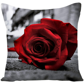 Red Rose Flower Print Μαξιλαροθήκη Κάλυμμα μαξιλαριού καναπέ Βελτίωση σπιτιού