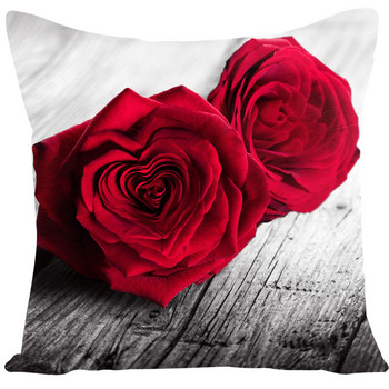 Red Rose Flower Print Μαξιλαροθήκη Κάλυμμα μαξιλαριού καναπέ Βελτίωση σπιτιού