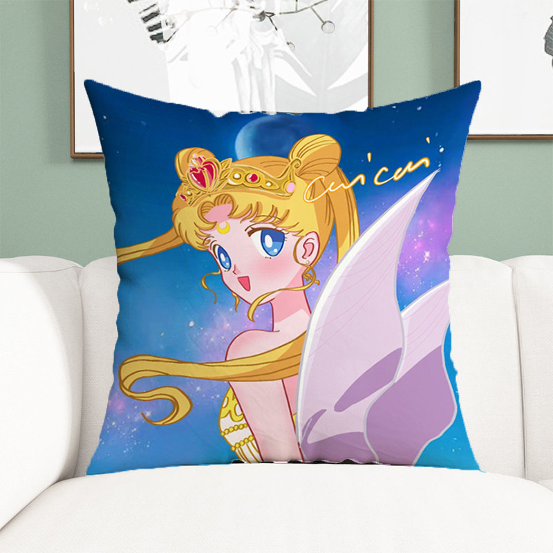 Fete de pernă Sailor Moon Huse de pernă decorative Anime 45x45 Huse de perne pentru perne de pat Decor Față de pernă scurtă de pluș