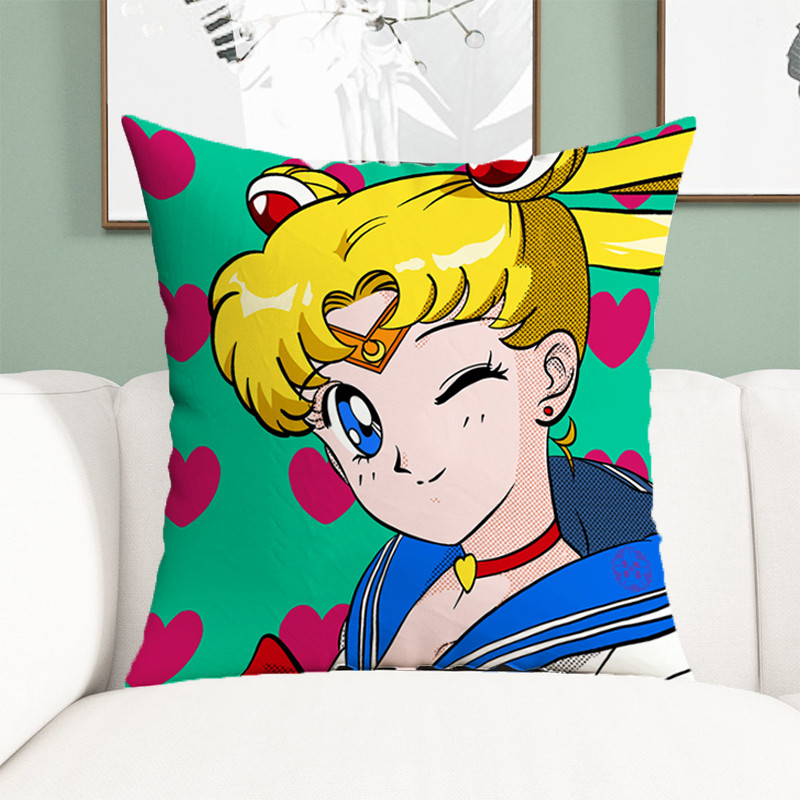 Fete de pernă Sailor Moon Huse de pernă decorative Anime 45x45 Huse de perne pentru perne de pat Decor Față de pernă scurtă de pluș