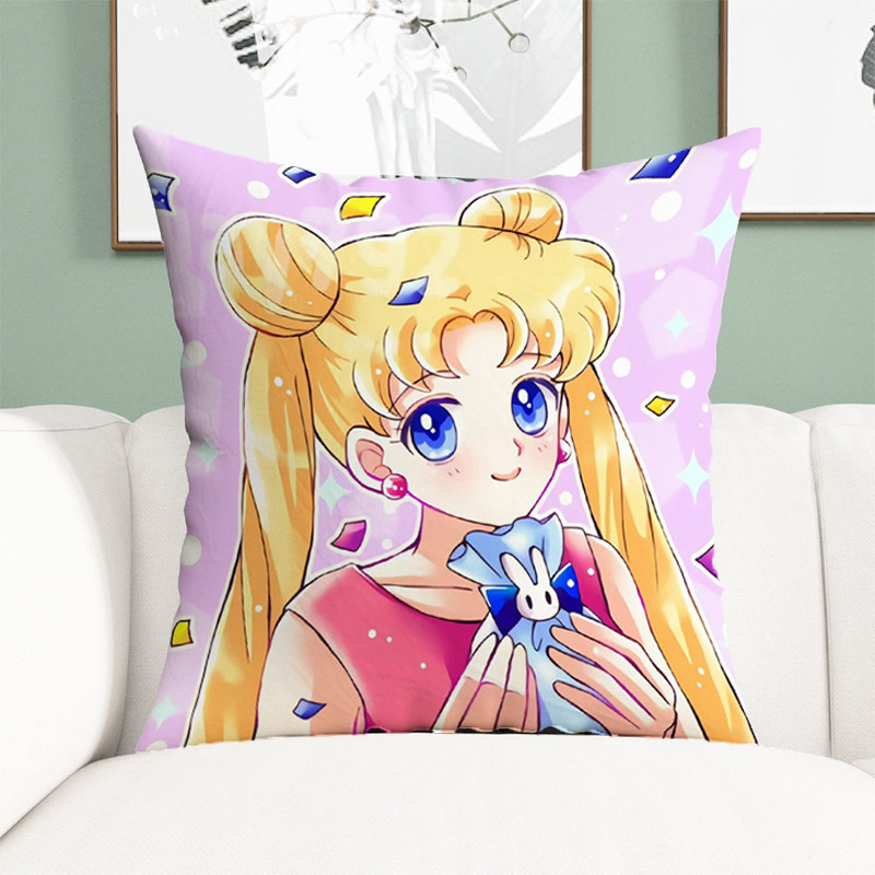 Fete de pernă Sailor Moon Huse de pernă decorative Anime 45x45 Huse de perne pentru perne de pat Decor Față de pernă scurtă de pluș