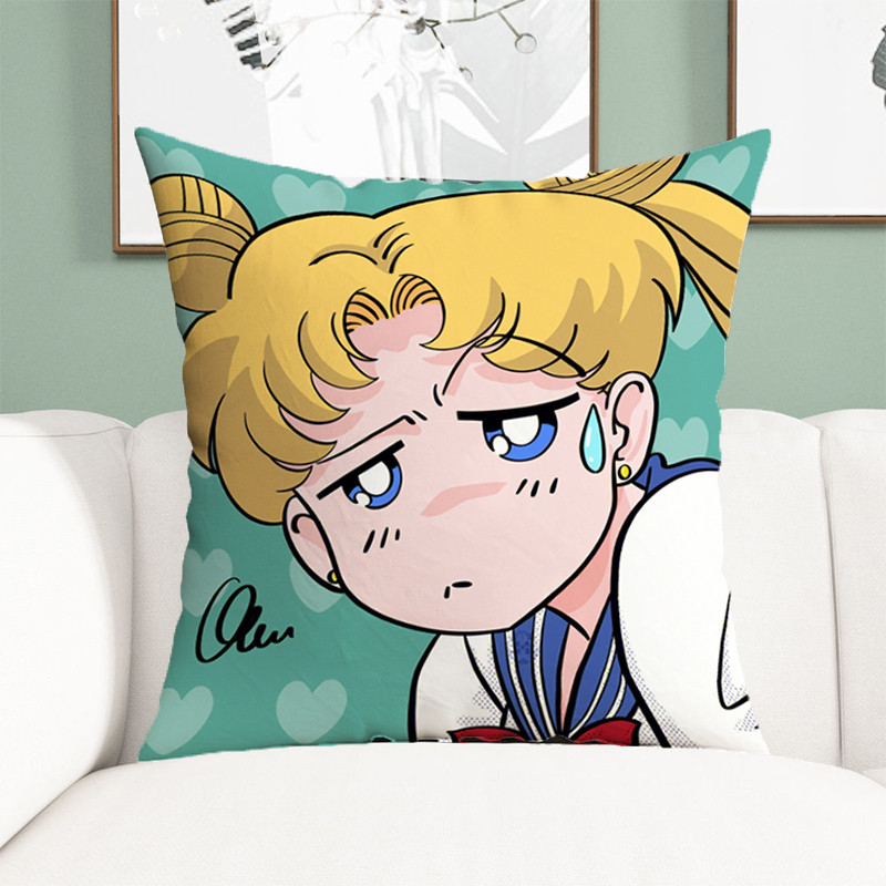 Fete de pernă Sailor Moon Huse de pernă decorative Anime 45x45 Huse de perne pentru perne de pat Decor Față de pernă scurtă de pluș