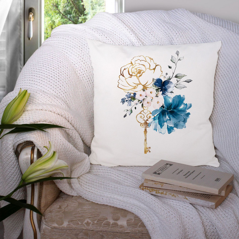 45*45cm Moodne lihtne sinine geomeetriline marmorist padjakate Kodudiivani dekoratiivne padjapüür Magamistoa padjakatte kaunistused