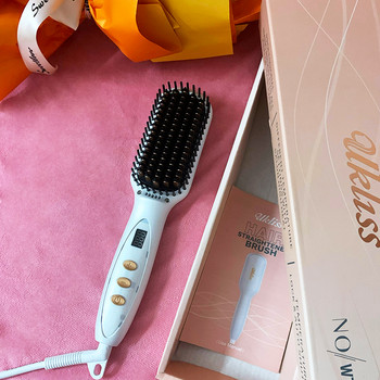UKLISS Επαγγελματική βούρτσα ισιώματος μαλλιών Hot Comb Οθόνη LCD Ηλεκτρική θερμαντική αντιστατική κεραμική χτένα για γένια ισιώματος