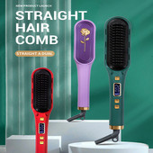 2 u 1 električna profesionalna ionska četka za ravnanje kose Češalj za uvijanje kose s LCD zaslonom Alati za uvijanje kose RAVNA KOSA