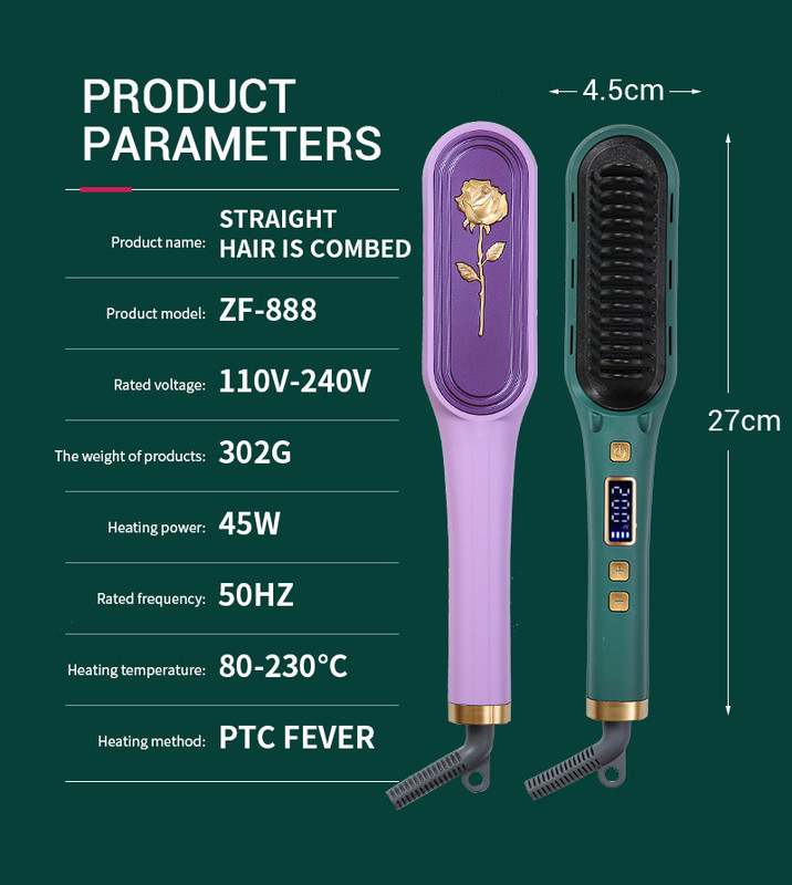 2 u 1 električna profesionalna ionska četka za ravnanje kose Češalj za uvijanje kose s LCD zaslonom Alati za uvijanje kose RAVNA KOSA