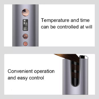 Безжична автоматична въртяща се маша за коса USB акумулаторна маша LCD дисплей Регулируема температура Ролки за навиване на коса