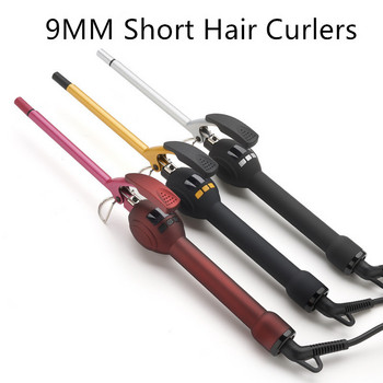 Οθόνη LCD με ρολό κεραμικής ράβδου 9 χιλιοστών Teddy Small Curling Iron Professional Hair Curler Sus for short Hair Salon Styling Tools