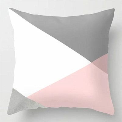 Rózsaszín szürke geometrikus párnahuzat 40×40, 45×45, 50×50, 60×60, Kanapépárna Négyzet alakú dekor párnahuzat.