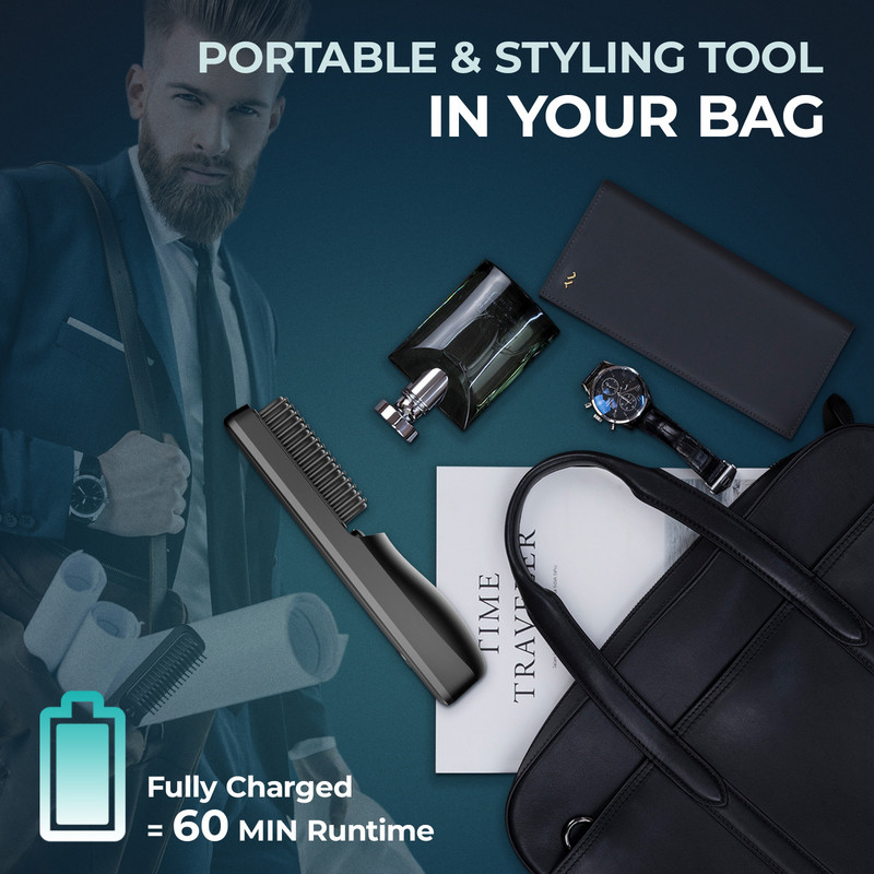 Belaidis plaukų tiesintuvas karštomis šukomis Keramikinis šildomas glotninamasis šepetys barzdos tiesintuvas USB įkraunamos plaukų tiesinimo šukos