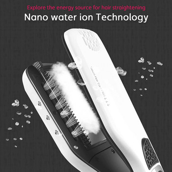 Επαγγελματικό ισιωτικό μαλλιών Σίδερο ατμού βούρτσα ισιώματος Flat Iron Hair Crimper Electric Heating Comb Straightener Styler