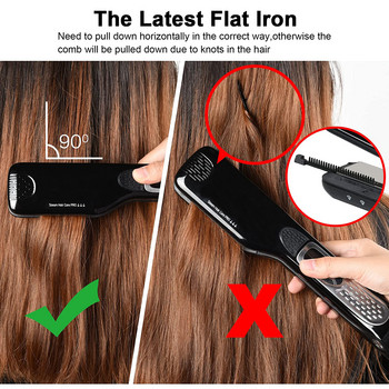 Επαγγελματικό ισιωτικό μαλλιών Σίδερο ατμού βούρτσα ισιώματος Flat Iron Hair Crimper Electric Heating Comb Straightener Styler