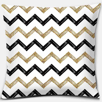 Черен геометричен печат Калъфка за възглавница Декорация на дома Калъфка за възглавница за диван