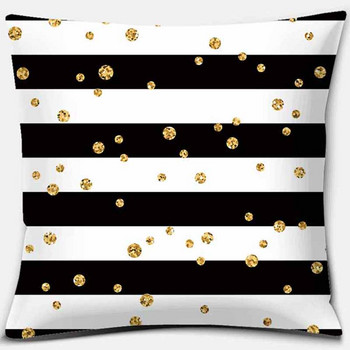 Черен геометричен печат Калъфка за възглавница Декорация на дома Калъфка за възглавница за диван