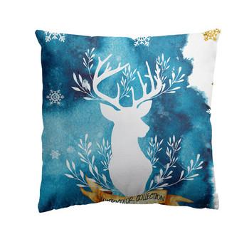 Коледна нова западна синя акварелна калъфка за възглавница Elk Holiday Home Малка свежа и топла възглавница Калъфка за възглавница poszewki na poduszki