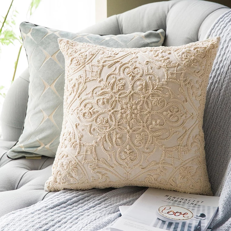 Nordic Style otthoni párnahuzat domború kötéllel hímzett párnahuzat dekoratív négyzet alakú háttámla párnahuzat funda almohada 50*50cm