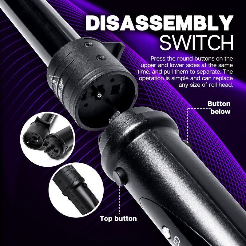 Set de baghete de ondulat 5 în 1 Baghetă de ondulat cu butoaie ceramice interschimbabile LCD și reglare a temperaturii Butoaie de ondulator de păr