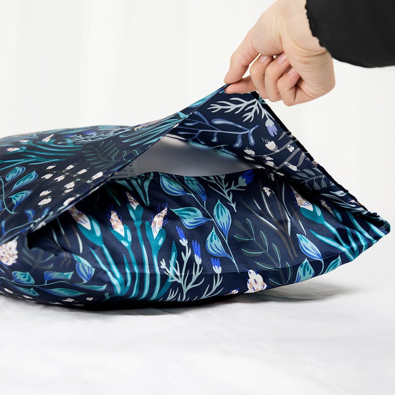 LILYSILK selyem párnahuzat 19 Momme Blue Painting Terse fehér virág kékkel Ingyenes szállítás
