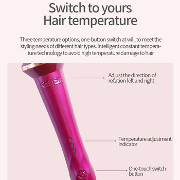 Κεραμικό ρολό για μπούκλες 28mm Γρήγορη θέρμανση Αυτόματη περιστρεφόμενη κεραμική κύλινδρος μαλλιών Επαγγελματικό σίδερο για μπούκλες Εργαλείο styling Ράβδος για μπούκλες Hair Waver