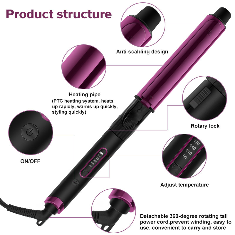 Ubeator hajcsavaró Beállítás Professzionális Hajsütővasok Pálca Wavers Beauty Styling Tools Több specifikáció lila