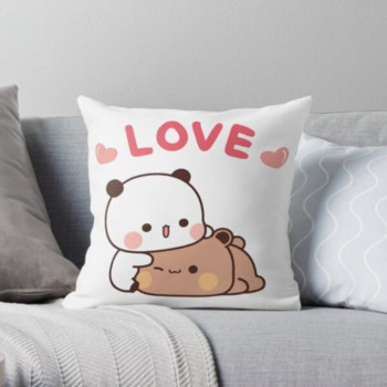 Panda Bear Hug Bubu Duda Μαξιλαροθήκη με δέρμα ροδακινί Mochi Ροδάκινο μαξιλάρι γάτας Καναπές κρεβατοκάμαρας Anime Μόδα μαξιλάρι κρεβατιού Παιδική διακόσμηση