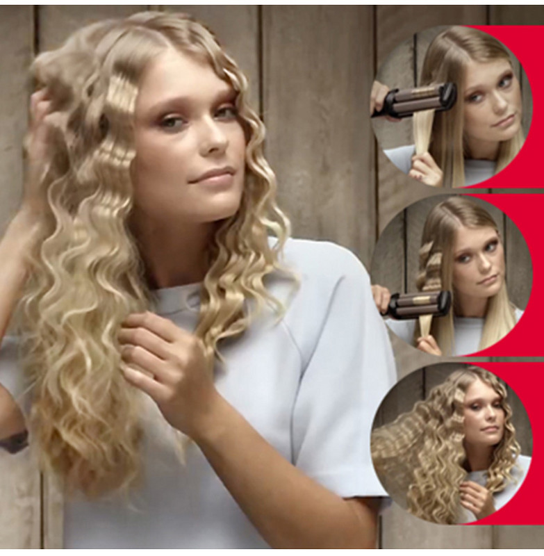 CHI plaukams garbanoti garbanojimo geležies keraminiai gofruotojai garbanojimo lazdelė, greito kaitinimo 3 statinės plaukų bangavimo įrankiai visų tipų plaukams