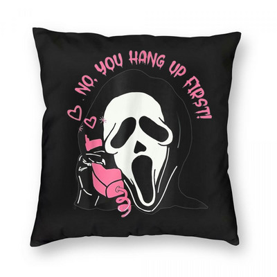 Ghostface Calling Halloween Vicces párnahuzat poliészter vászon bársony mintás cipzár dekor Dobó párnahuzat kanapé párnahuzat