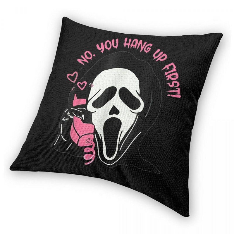Ghostface Calling Halloween Vicces párnahuzat poliészter vászon bársony mintás cipzár dekor Dobó párnahuzat kanapé párnahuzat