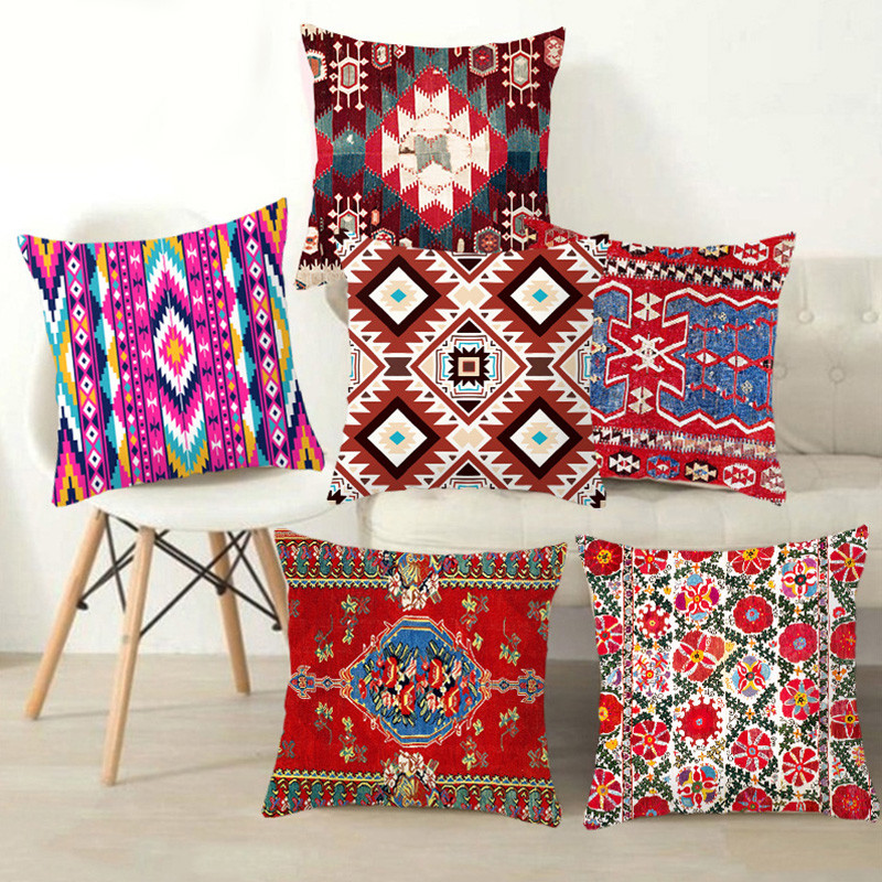Boheemlas stiilis diivanipadja kate Etniline nimmeosa padjapüür Elutoa tool vöökoht padjapüür Kodu dekoratiivne 45x45cm