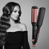 Fier de ondulat Deep Wave Ondulător cu două tuburi Fier de ondulat de păr Pro pentru salon și casă Baghetă de ondulare ceramică Bară de ondulare